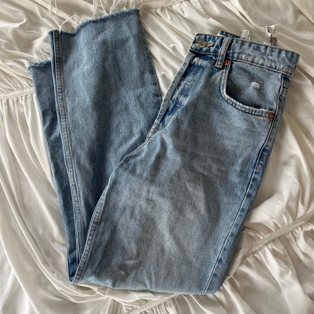 Zara Light Blue Straight Leg Jeans